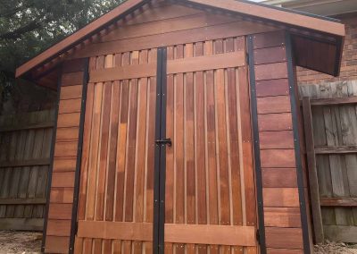 Finished gabled hardwood garden shed with double doors